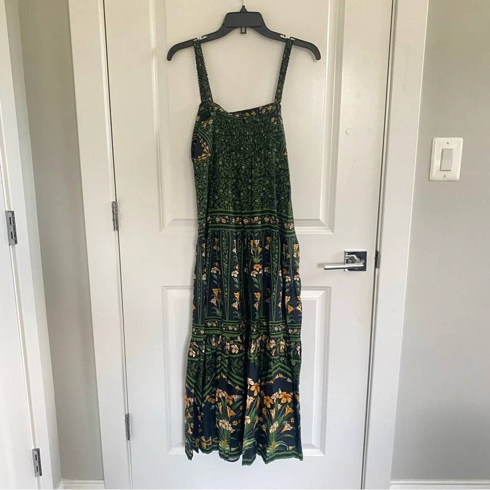 Anthropologie Farm Rio Flowers Arch Sleeveless Linen Blend Midi Dress M NWT - Picture 6 of 6